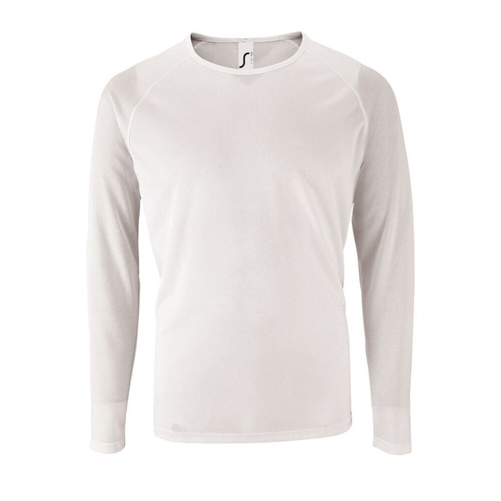 SOLS Mens Sporty Long Sleeve Performance T-Shirt / White